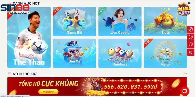 Chuyên mục game trực tuyến hấp dẫn tại Sin88